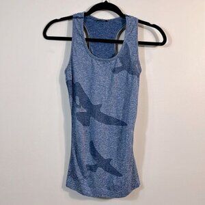 Oiselle Flyte Tank Blue Novelty Bird Print Running Women XS
